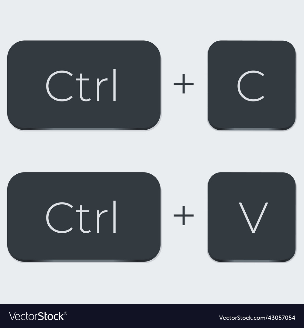 Strg c und v Computertastaturtasten vector image Strg c und v Computertastaturtasten