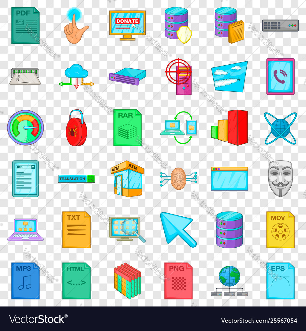 Different file icons set cartoon style