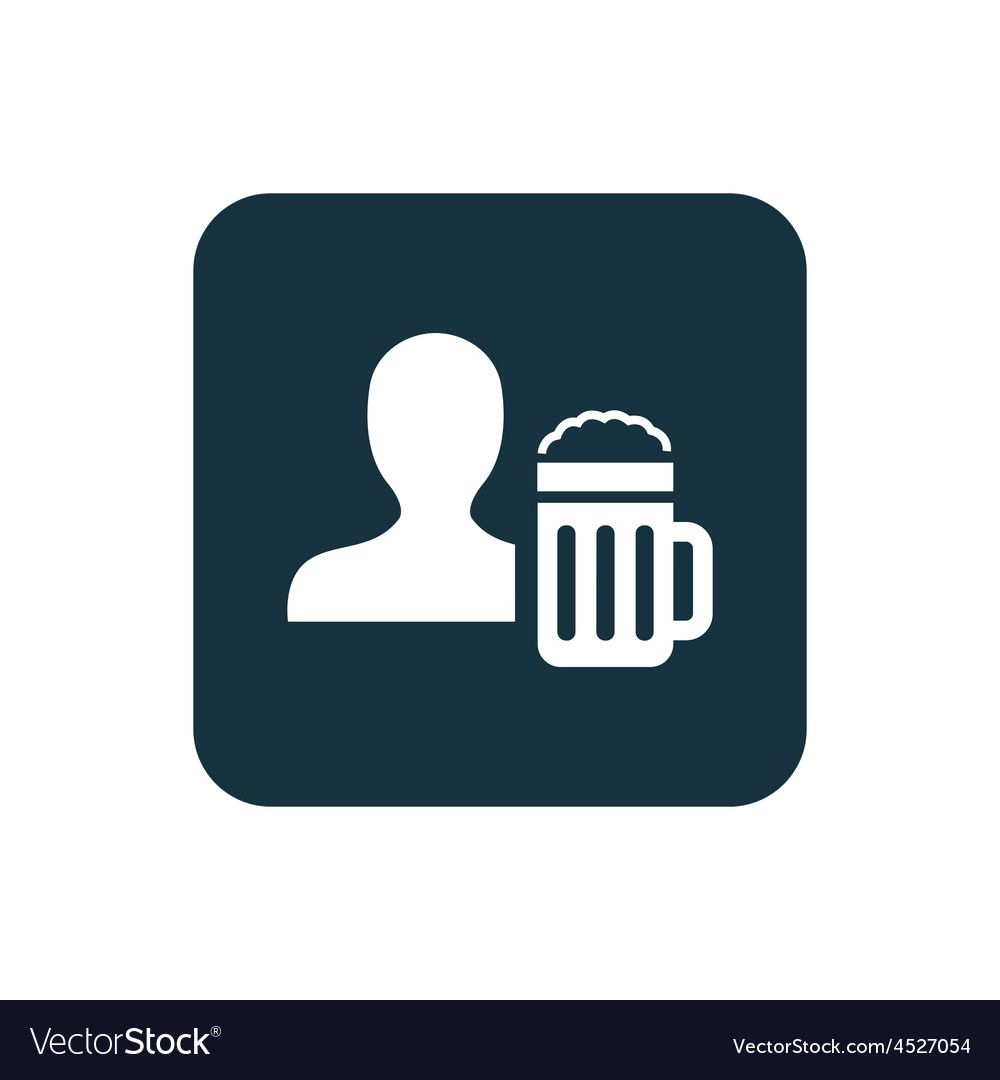 Man with beer glass icon rounded squares button