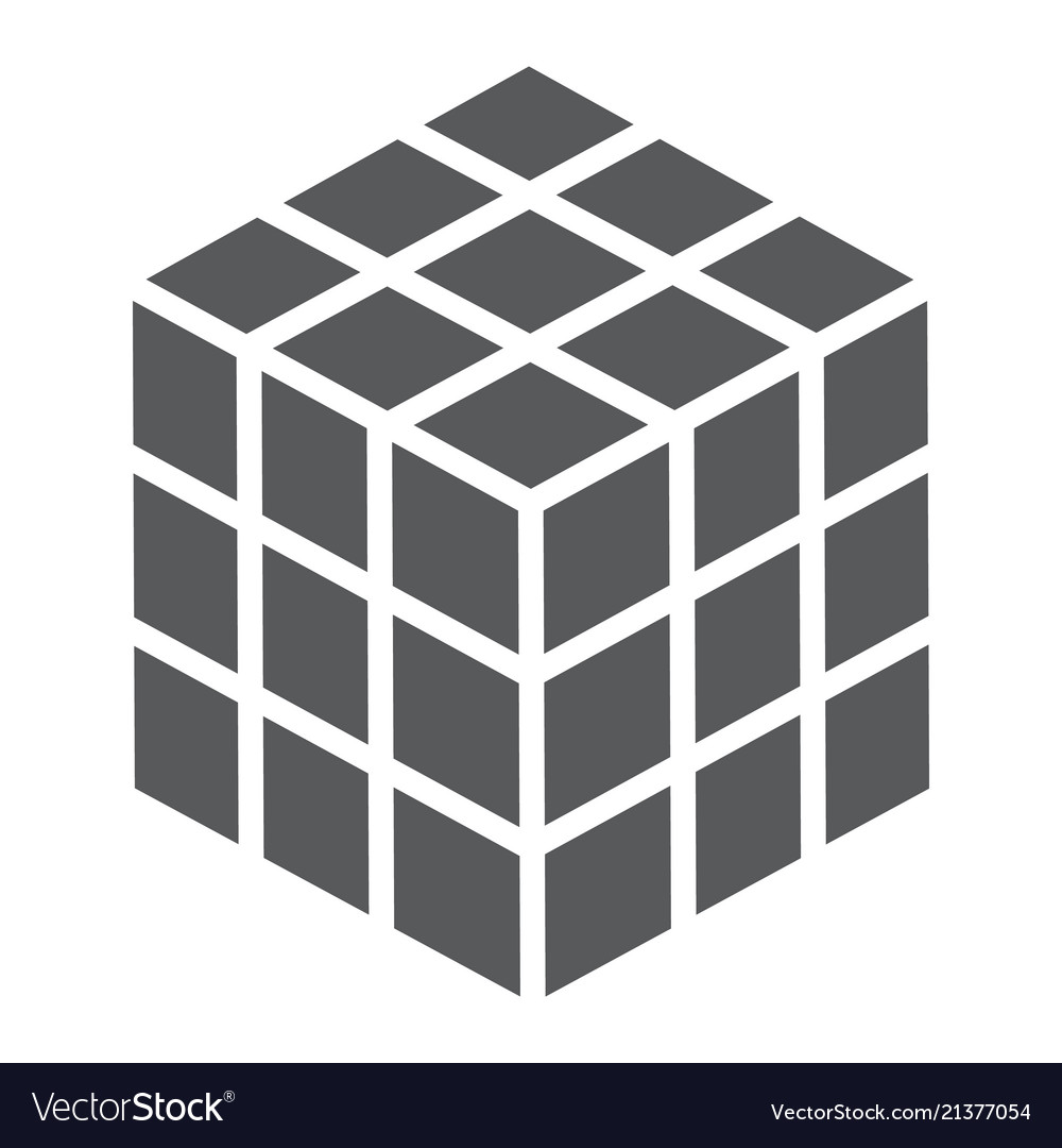 Math cube glyph icon block and geometric vector image Math cube glyph icon block and geometric