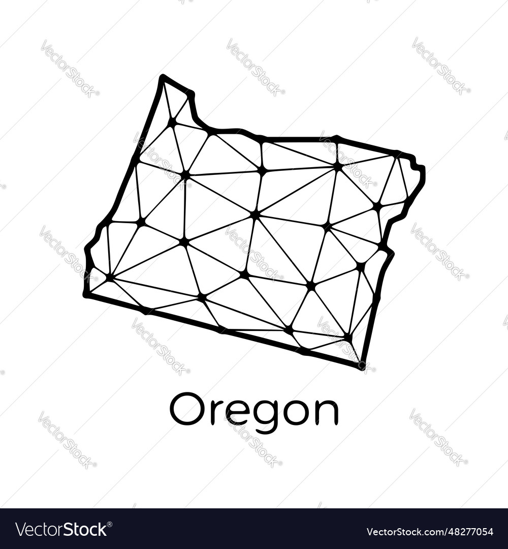 Oregon state map polygonal made of lines and dots