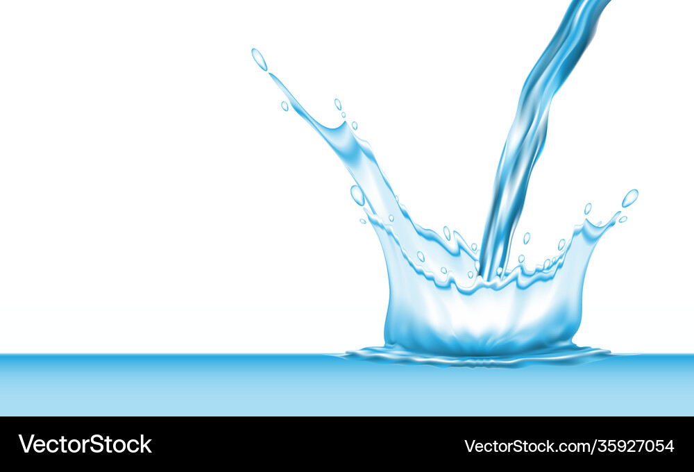 Realistic pour drink water on white Royalty Free Vector