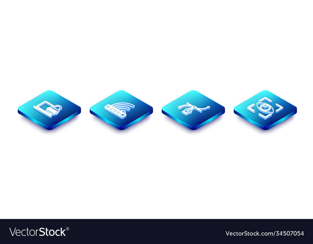 Set isometric line laptop with password wifi Vector Image Set isometric line laptop with password wifi