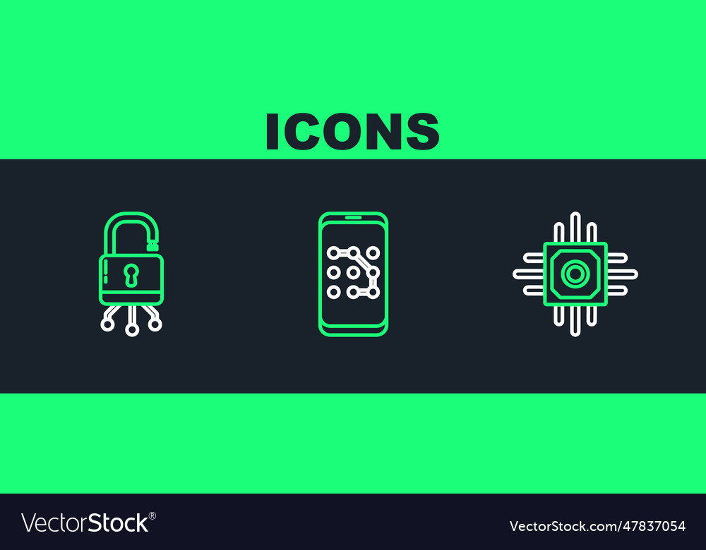 Set line processor lock on digital circuit board Vector Image Set line processor lock on digital circuit board