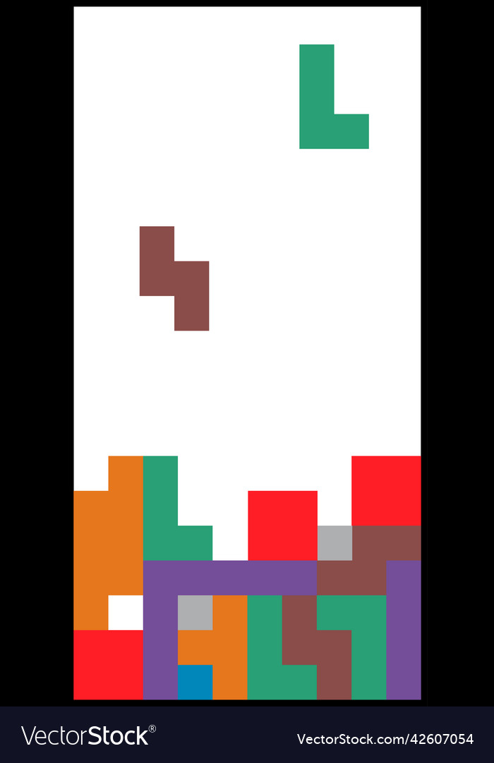 Set of color tetris block background puzzle vector image Set of color tetris block background puzzle