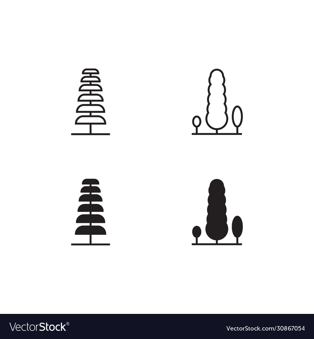 Tree line and solid icon logo symbol vector image Tree line and solid icon logo symbol
