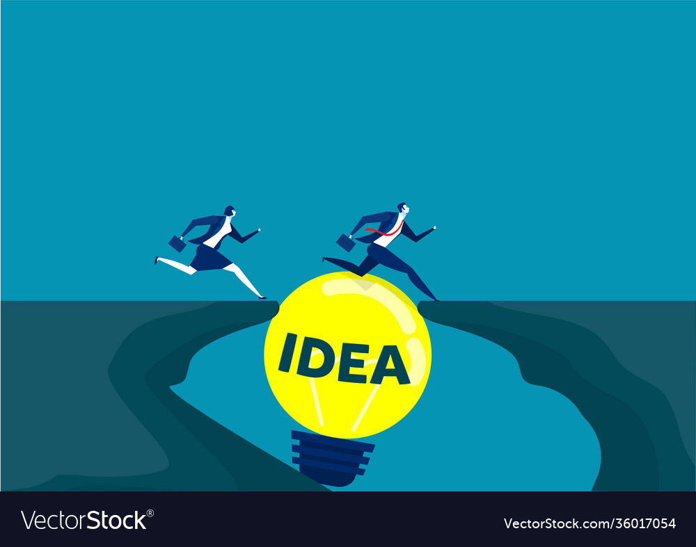 Two business running pass gap between cliffs idea