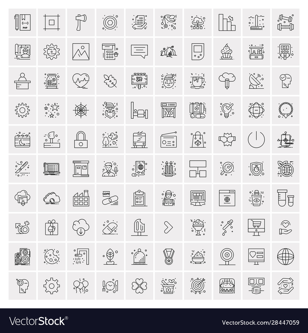 100 business icons for web and print material vector image 100 business icons for web and print material