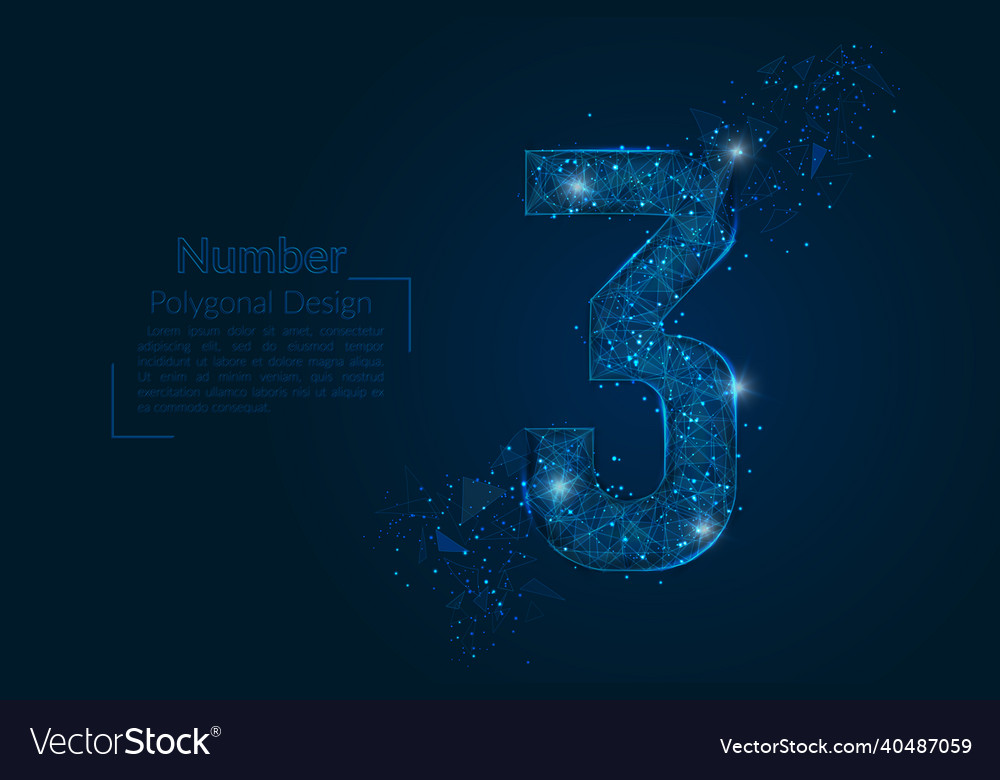 Abstract isolated blue image of a number three