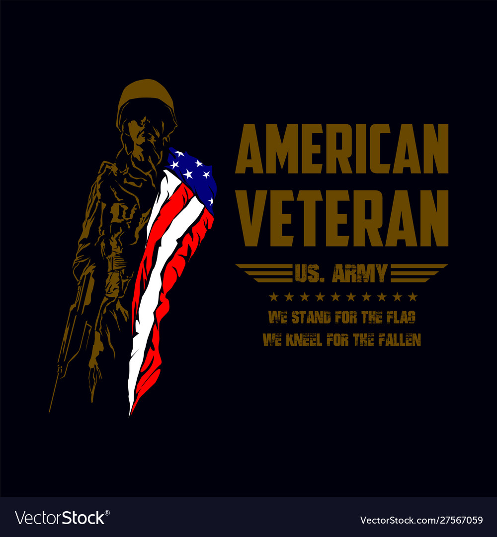 American veteran soldier with american flag Vector Image