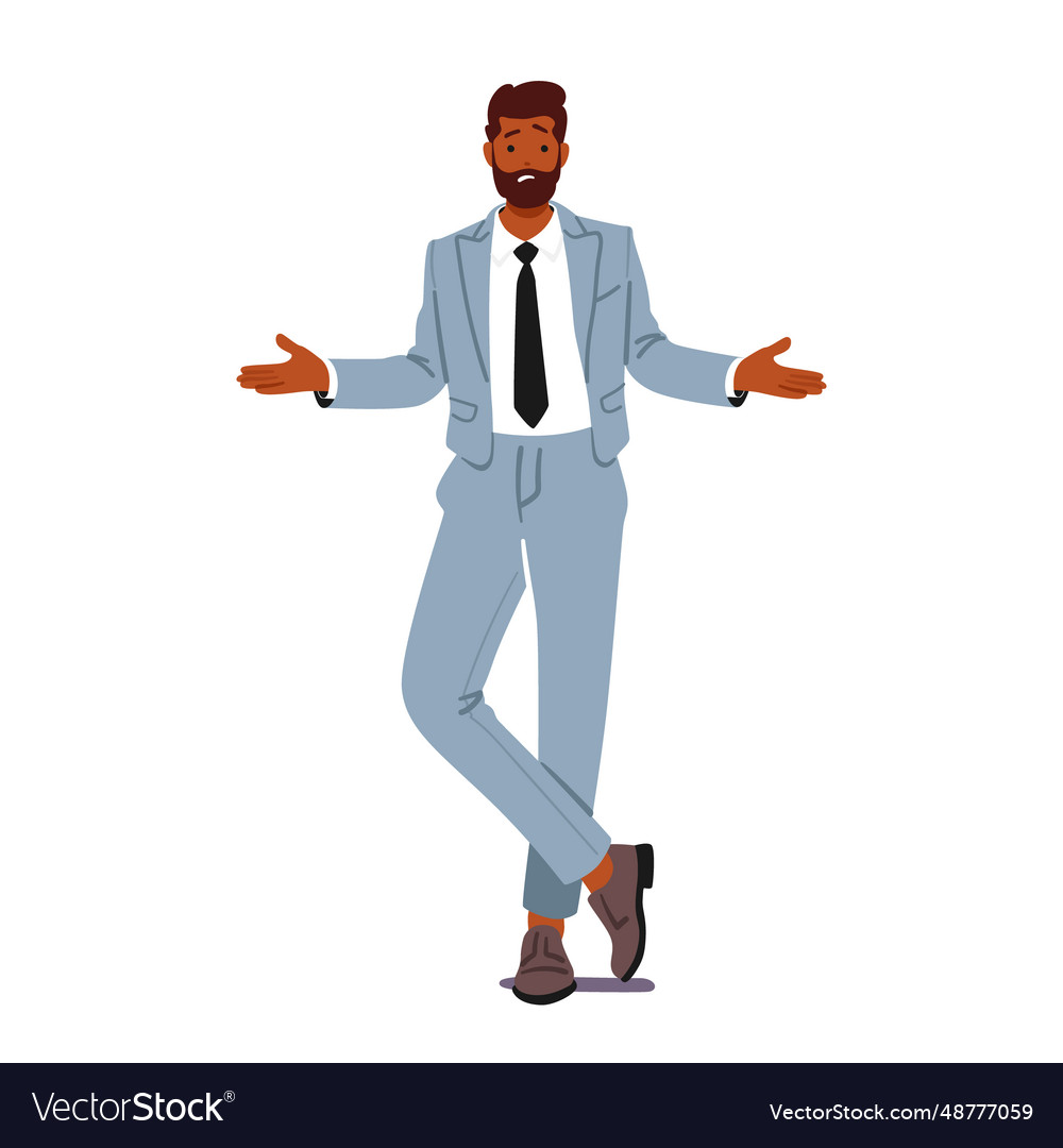 Befudled schwarze Geschäftsmann Charakter Schultern vector image Befudled schwarze Geschäftsmann Charakter Schultern