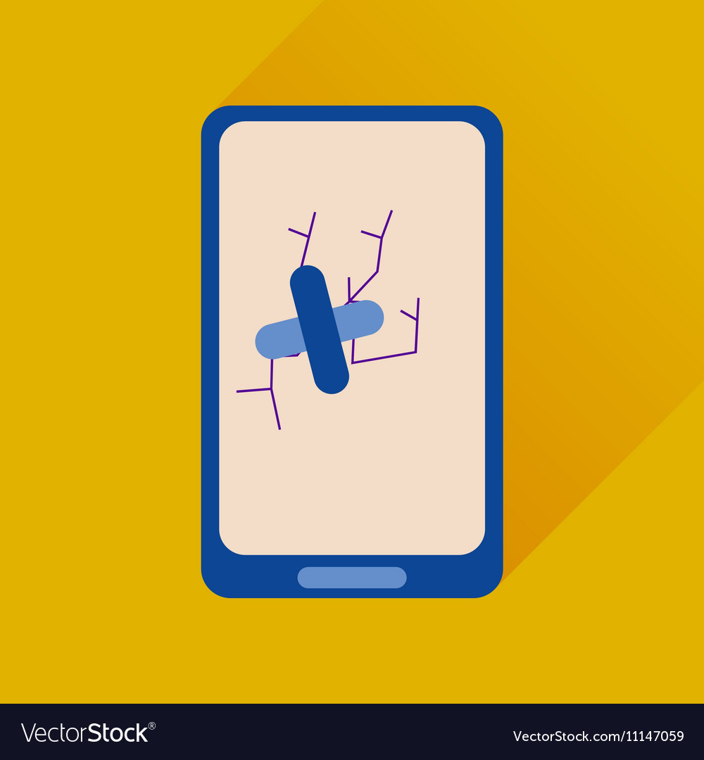 Flat web icon with long shadow mobile broken