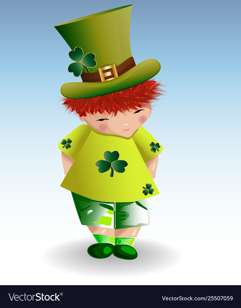 Red-haired boy patrick in green clothes