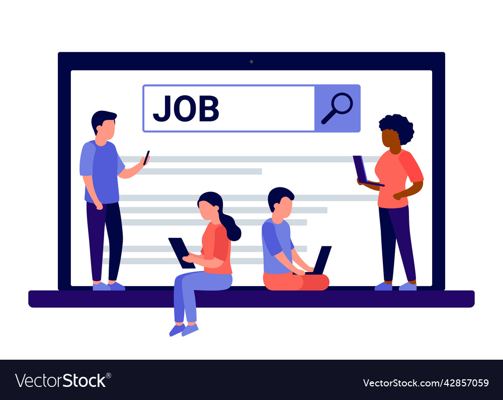 Search job of people online in laptop find Vector Image