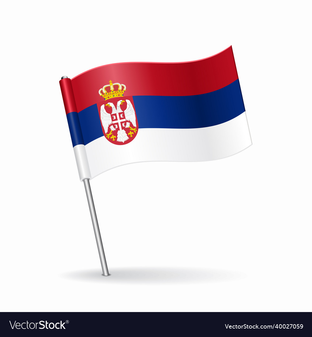 Serbian flag map pointer layout Royalty Free Vector Image