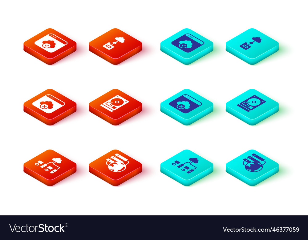 Set computer network cloud connection vector image Set computer network cloud connection