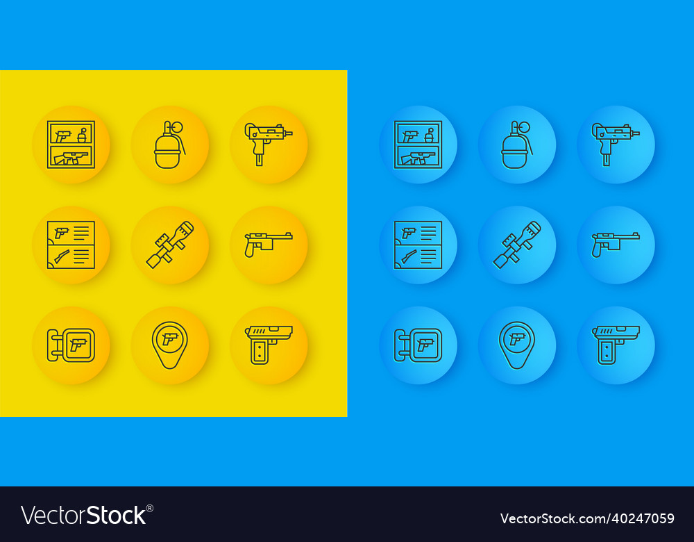 Set line hunting shop weapon weapon catalog Vector Image