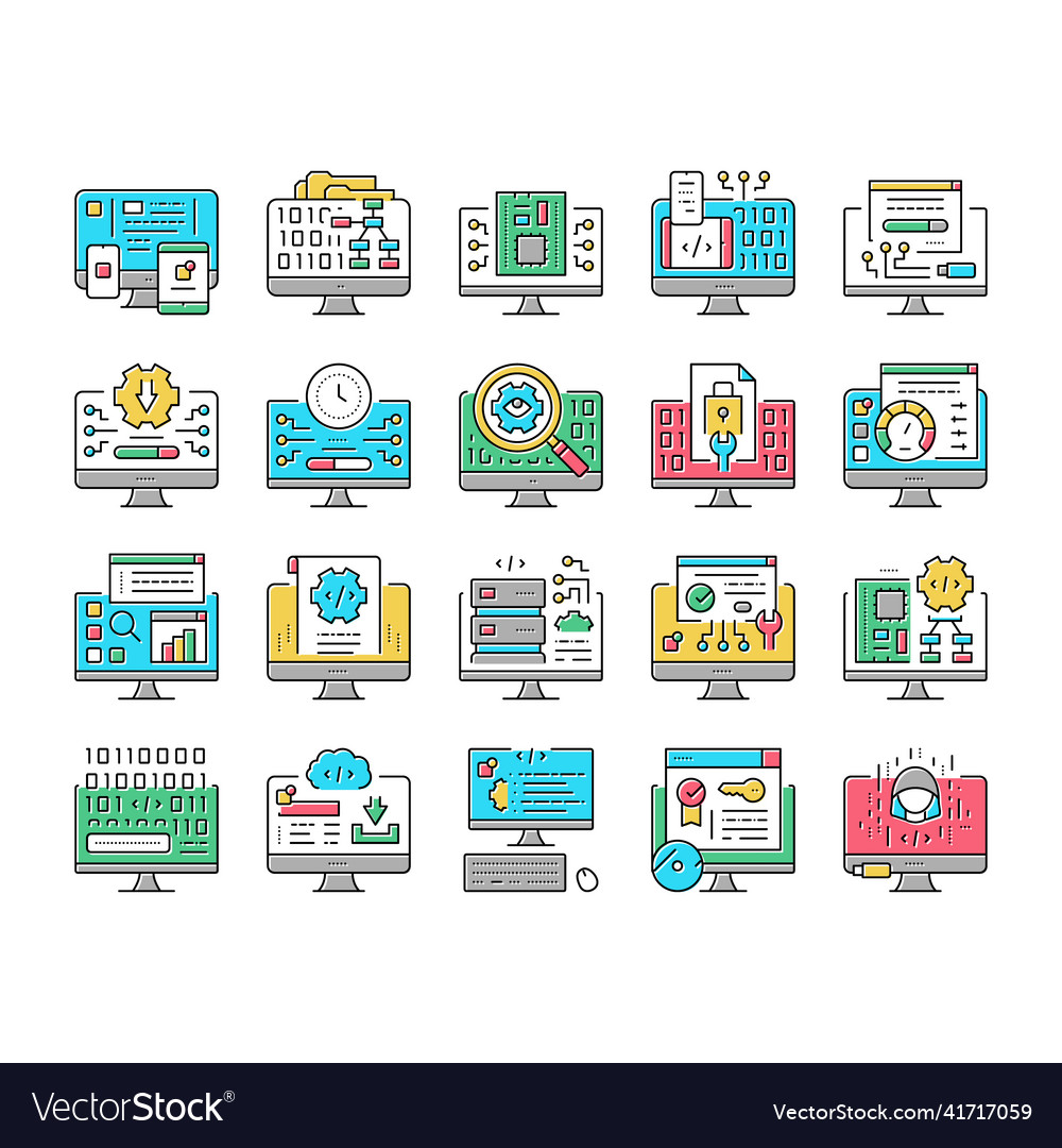 Software program development icons set