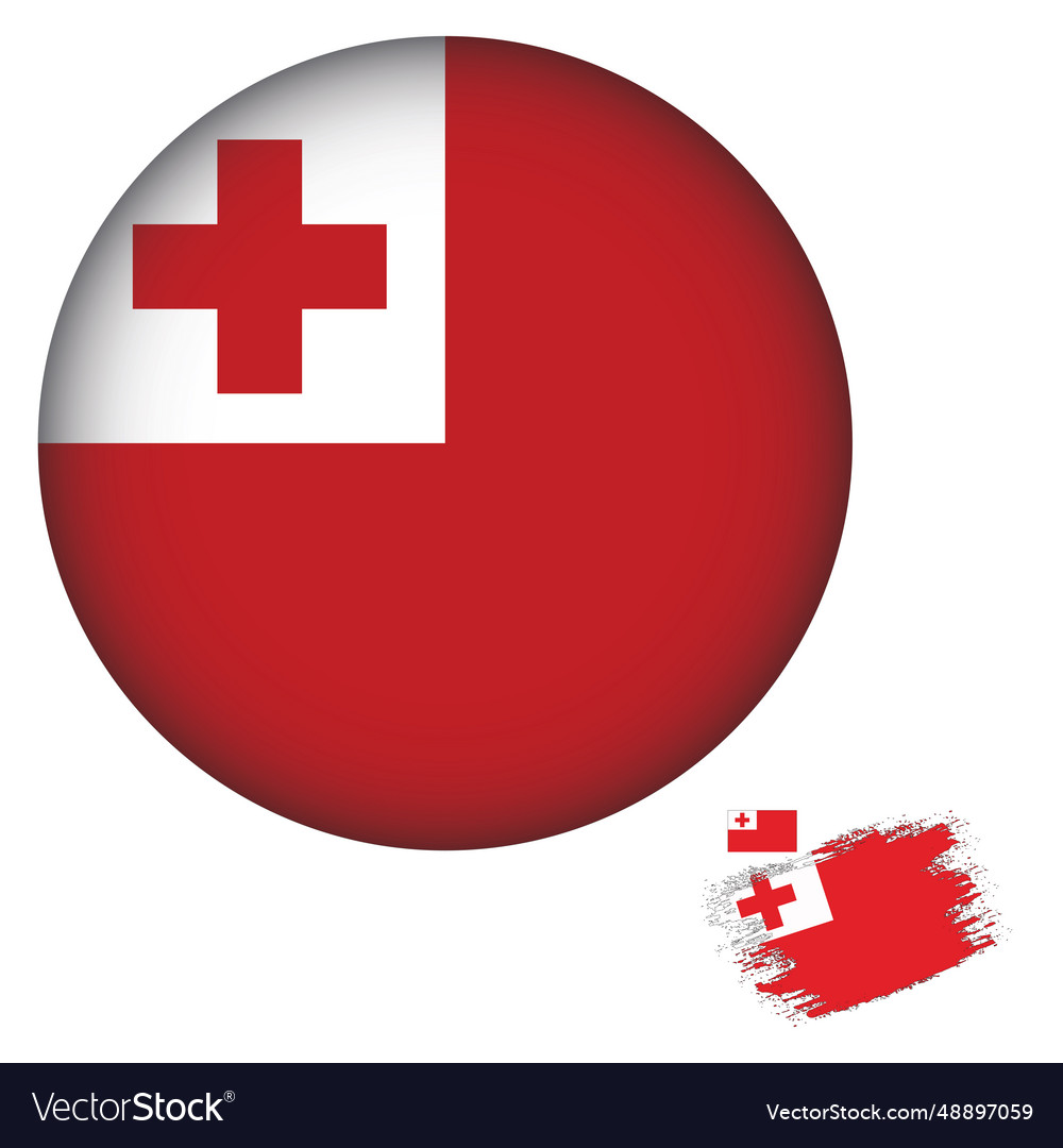 Tonga flag round shape vector image Tonga flag round shape
