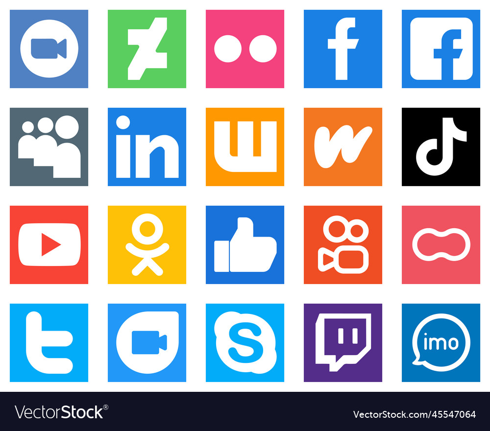 20 social media icons for your branding Royalty Free Vector