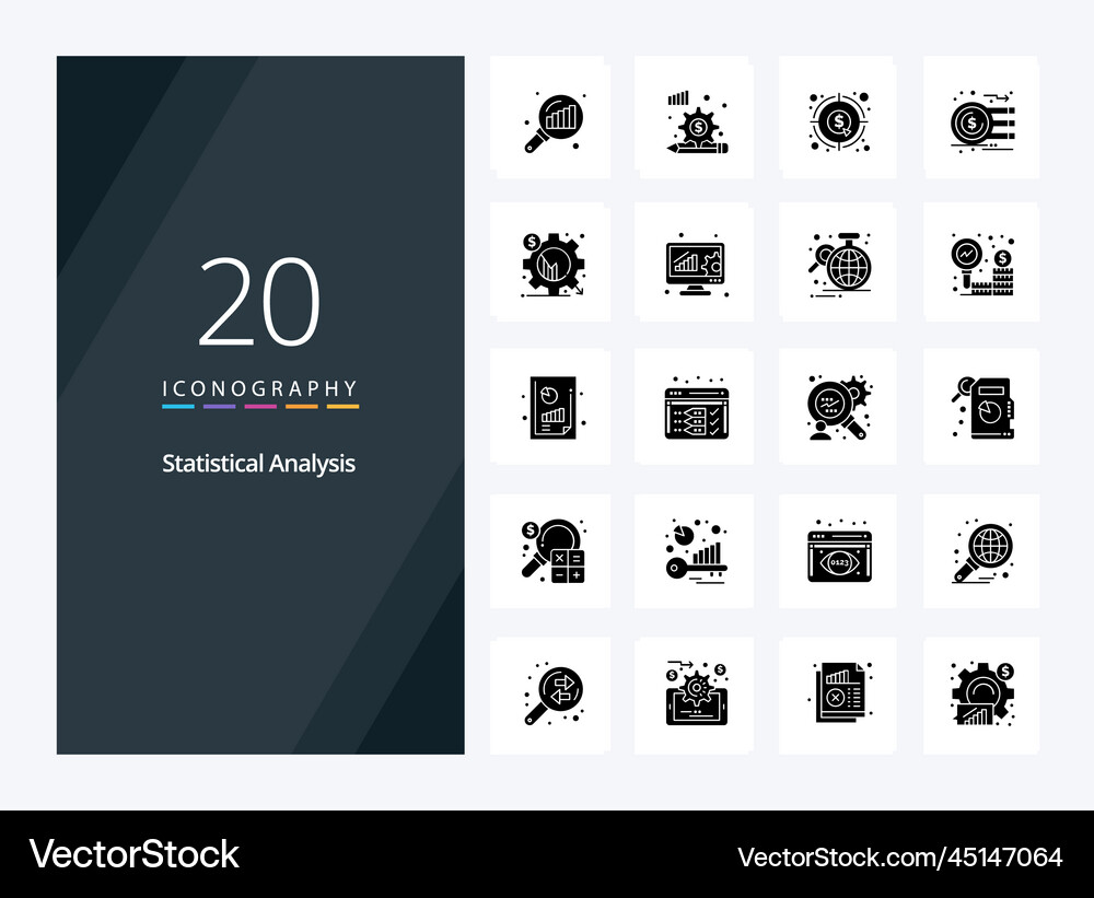 20 statistical analysis solid glyph icon Vector Image