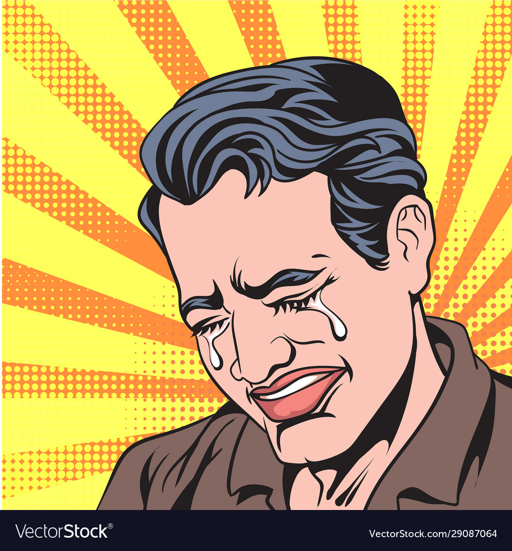 A man cryingpop art retro Royalty Free Vector Image