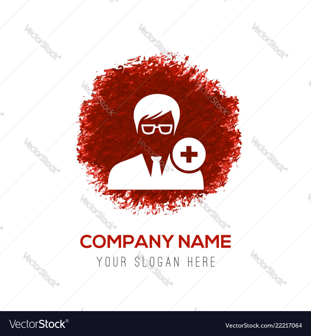Add user icon - red watercolor circle splash vector image Add user icon - red watercolor circle splash