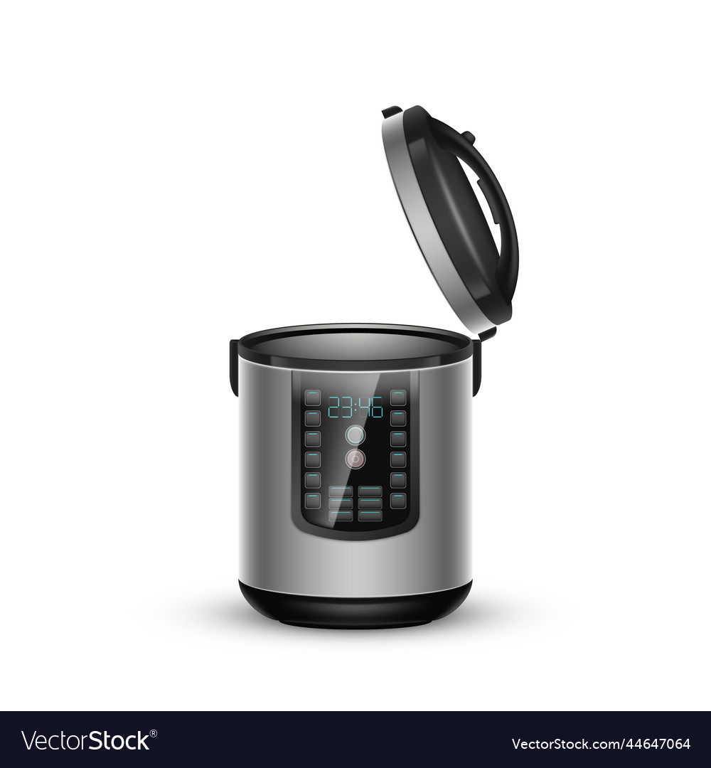 Automatic multi cooker with open lid isolated