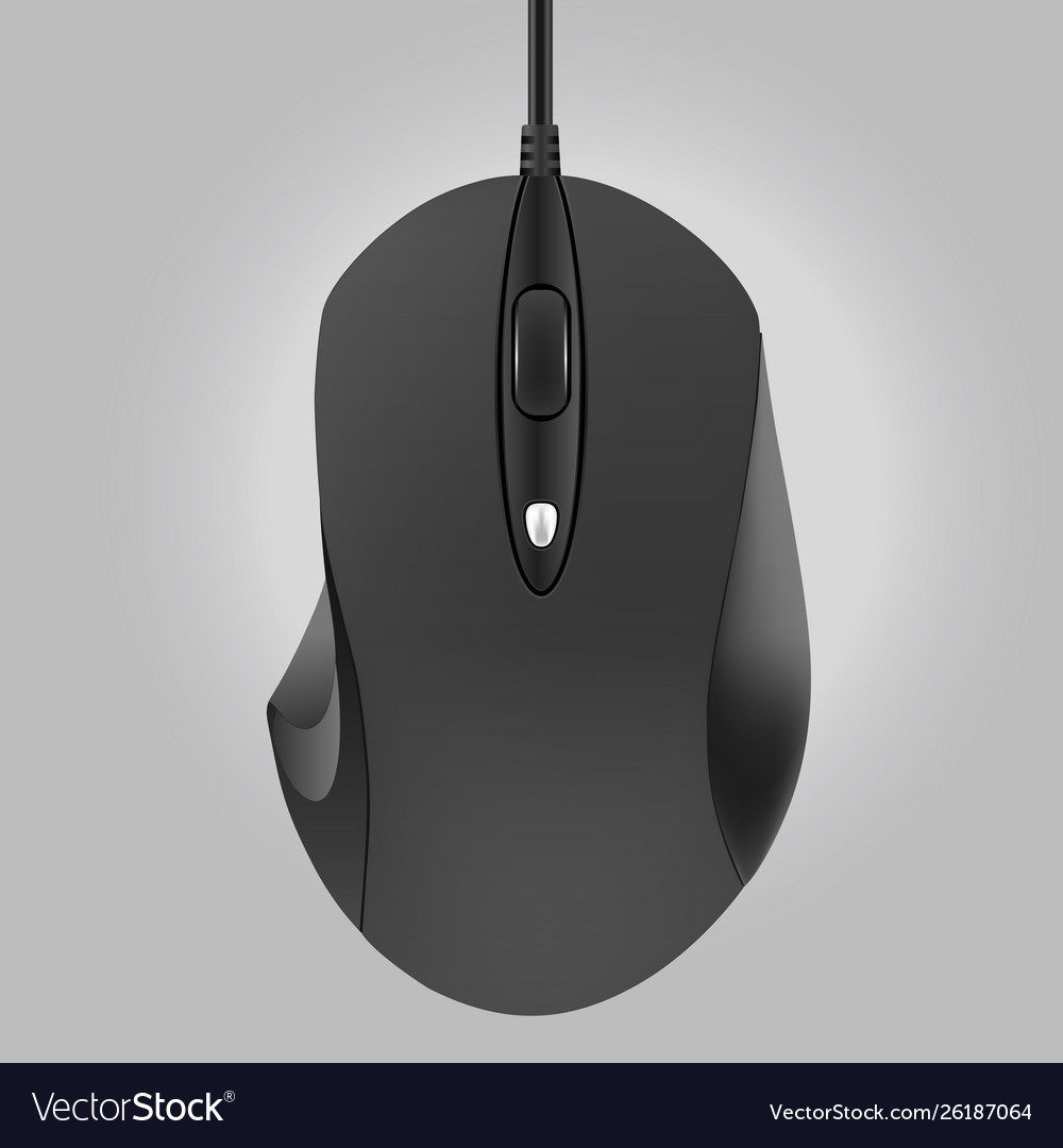 Black Computer Mouse on Gray Background