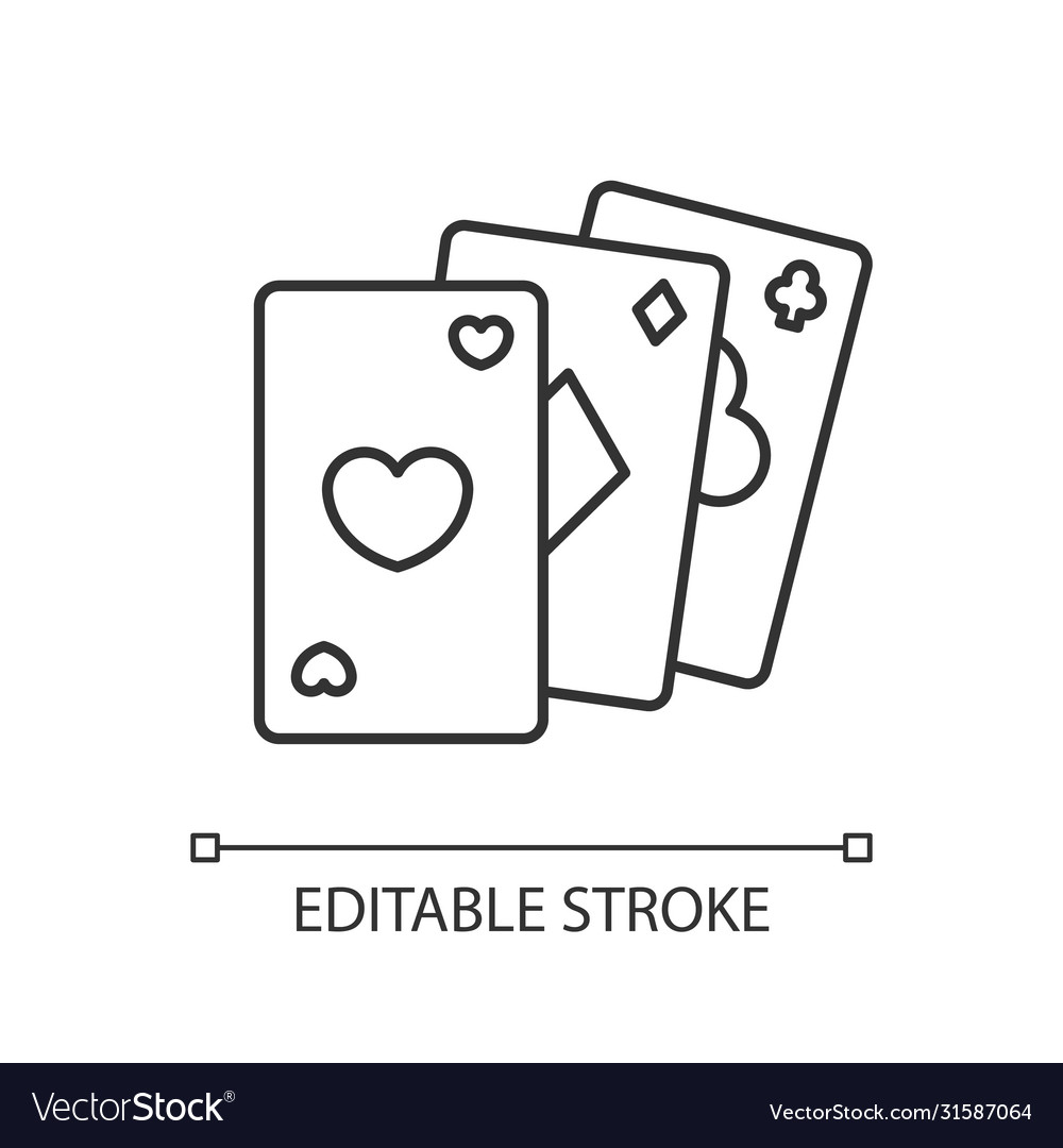 Card game pixel perfect linear icon vector image Card game pixel perfect linear icon