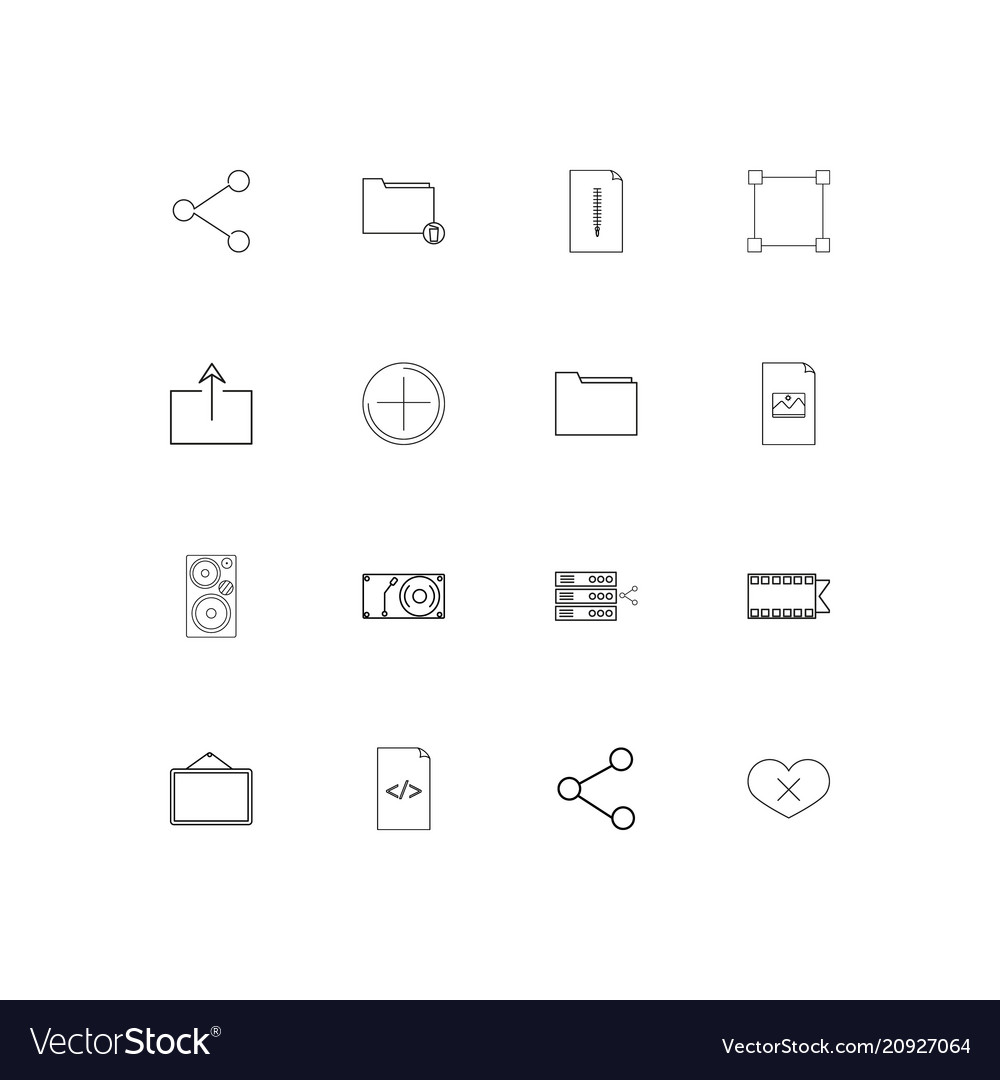 Files and folders sign linear thin icons set