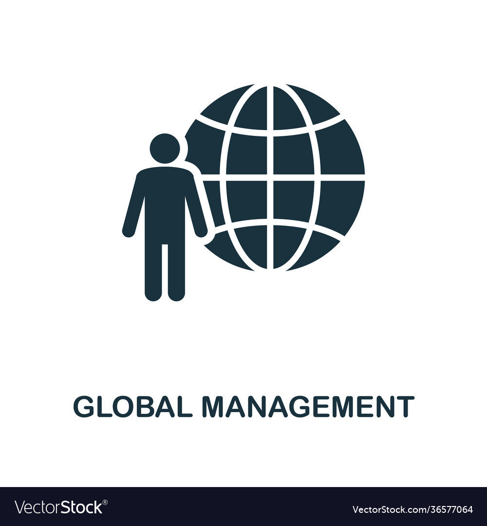 Global management icon monochrome style Royalty Free Vector