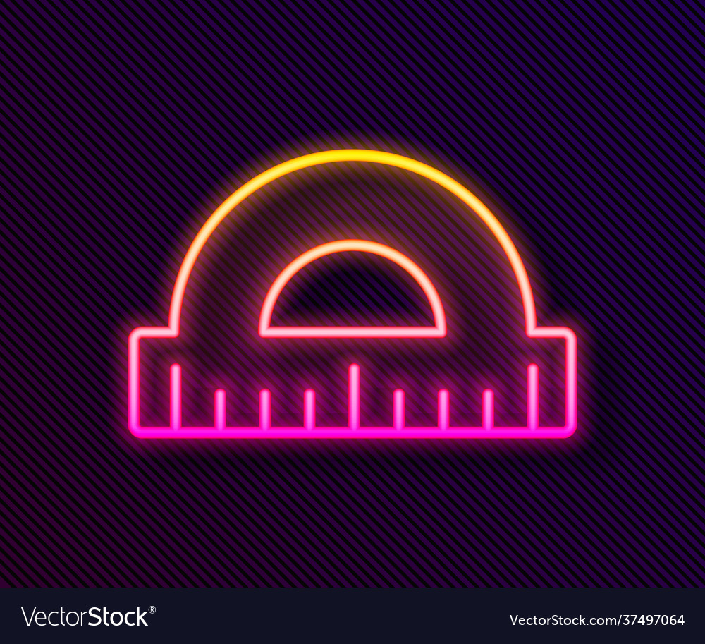 Glowing neon line protractor grid for measuring