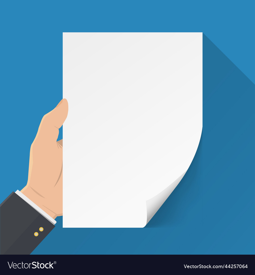 Hand holding blank sheet of paper template Vector Image