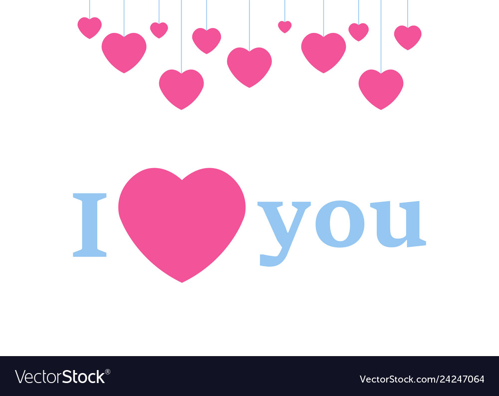 I love you template greeting card valentines day