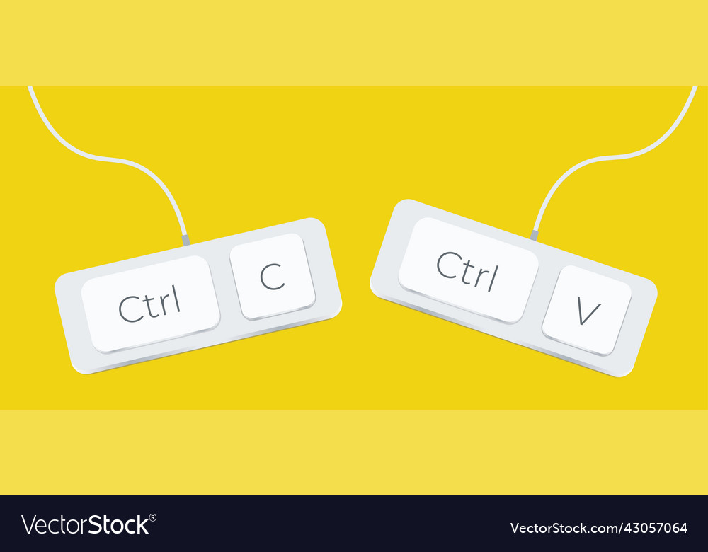 Keyboard keys ctrl c and v copy paste Royalty Free Vector