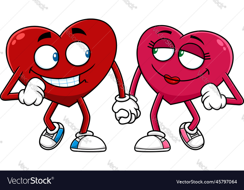 Love red hearts couple cartoon characters