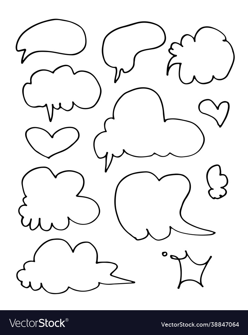 Set black sketch comics speech bubblesbubble Vector Image Set black sketch comics speech bubblesbubble