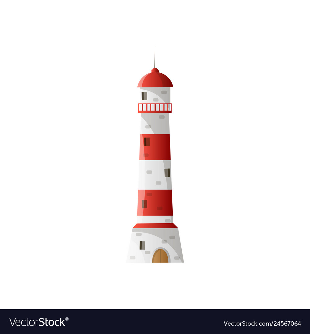 White lighthouse with shadow wide red horizontal vector image White lighthouse with shadow wide red horizontal