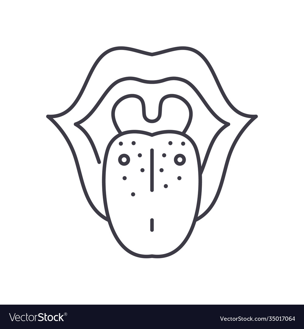 White tongue icon linear isolated Royalty Free Vector Image