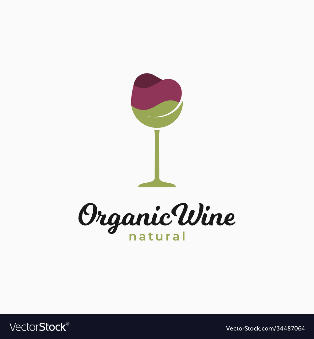 Wine Glass Logo Organic Wine With Wineglass Vector Image