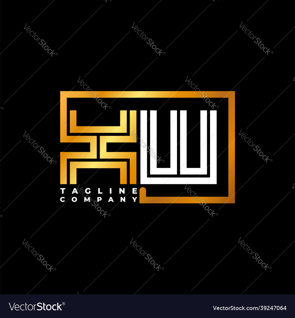 Xw letter golden shape line