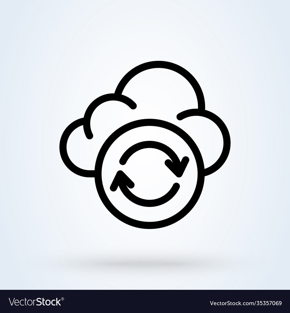 Backup data sign line icon or logo cloud sync