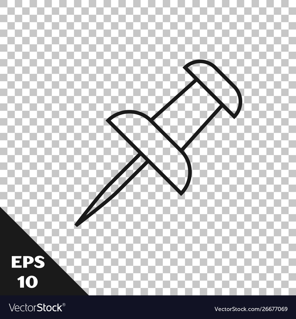 Black line push pin icon isolated on transparent Vector Image Black line push pin icon isolated on transparent