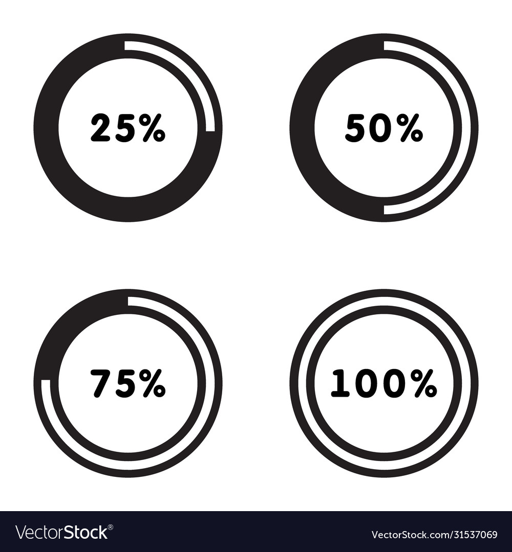 Circle loading progress indicator icon design set vector image Circle loading progress indicator icon design set