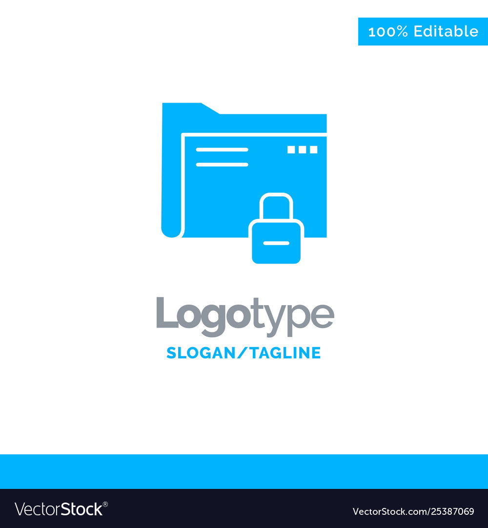 Data folder password protection secure blue solid vector image Data folder password protection secure blue solid