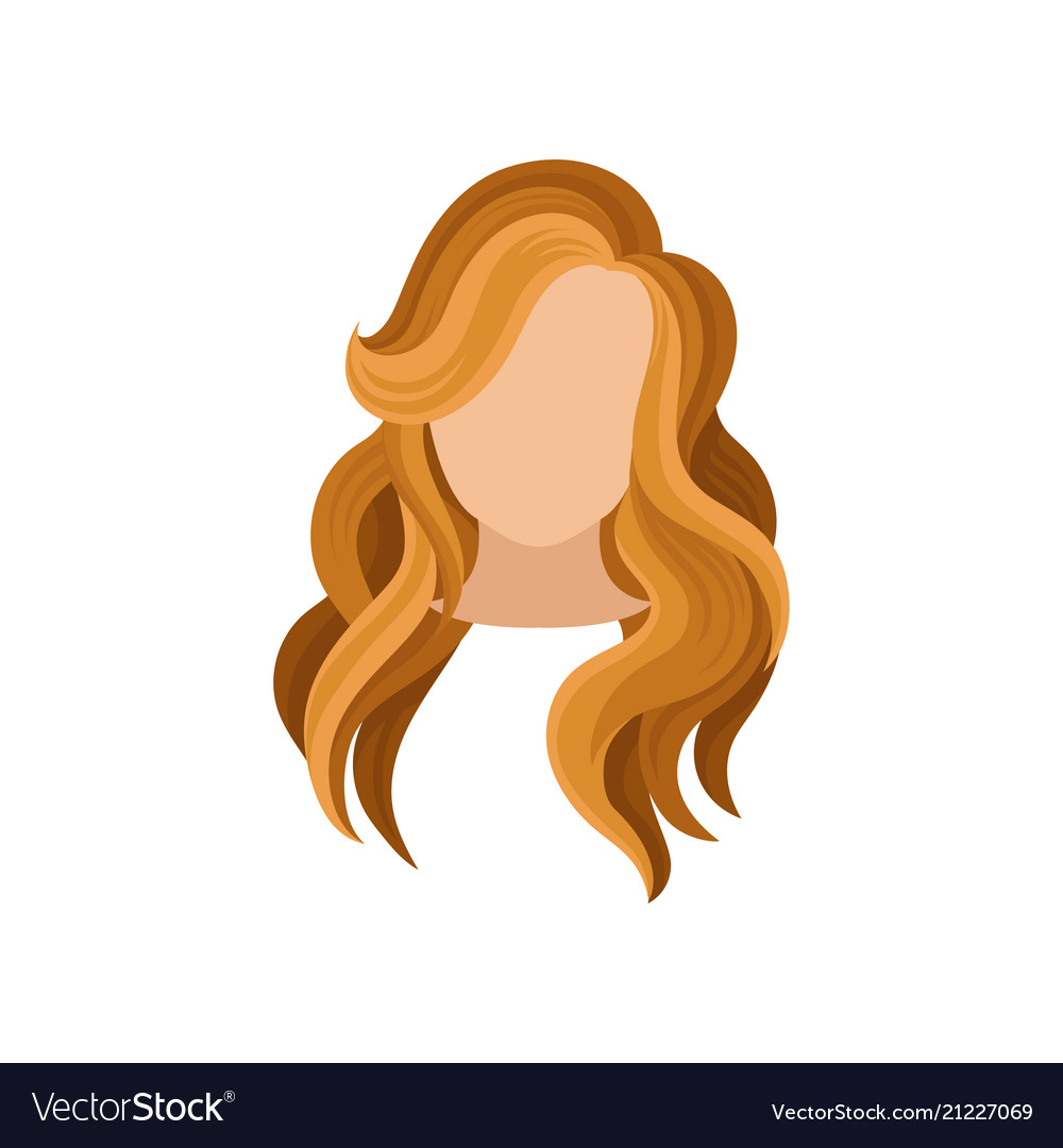 Flat icon of woman s head with long curly