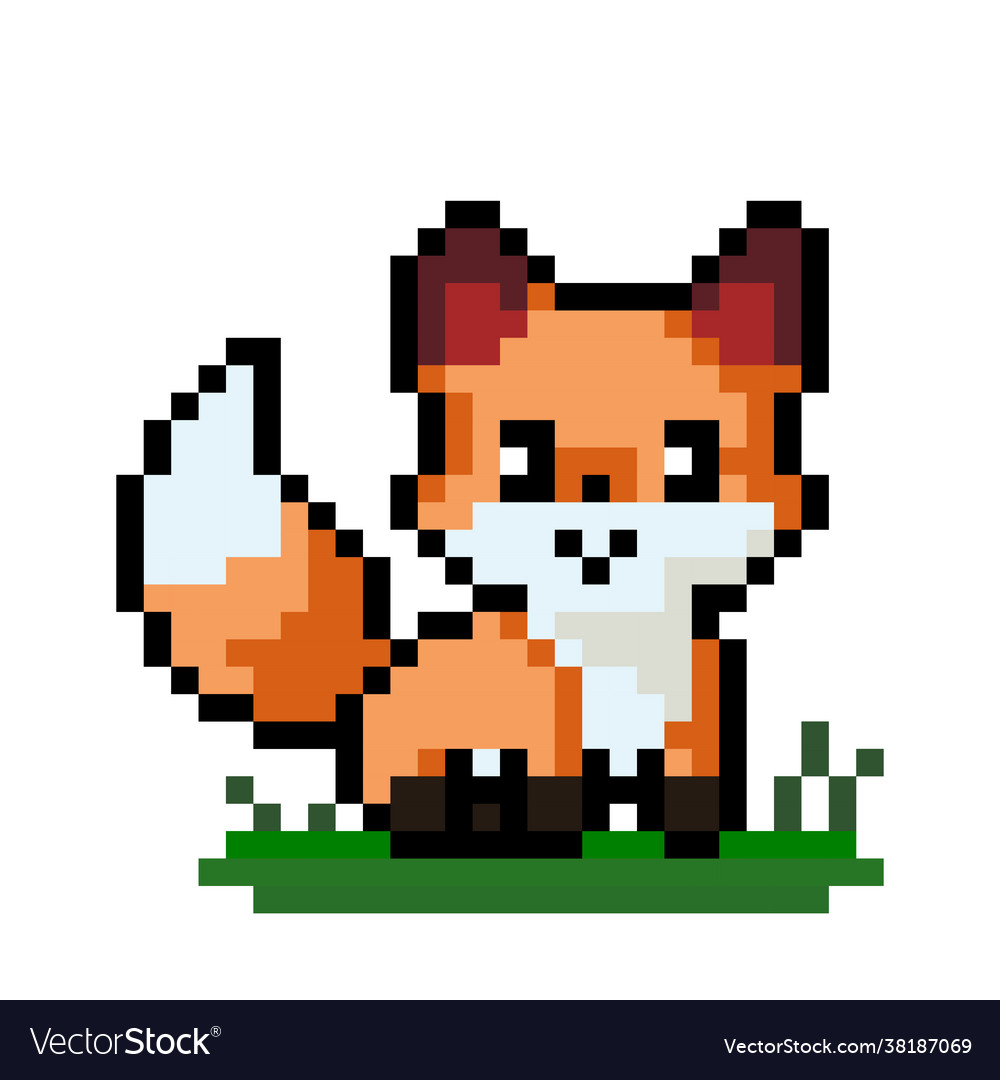 Fox pixel image for game assets Royalty Free Vector Image