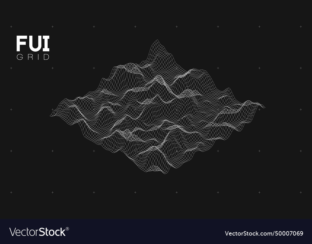 Fui gui 3d landscape scan grid abstract vector image Fui gui 3d landscape scan grid abstract
