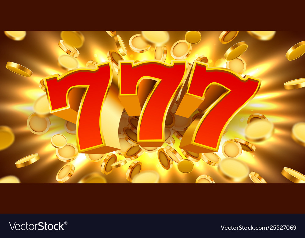 Golden slot machine 777 with flying coins